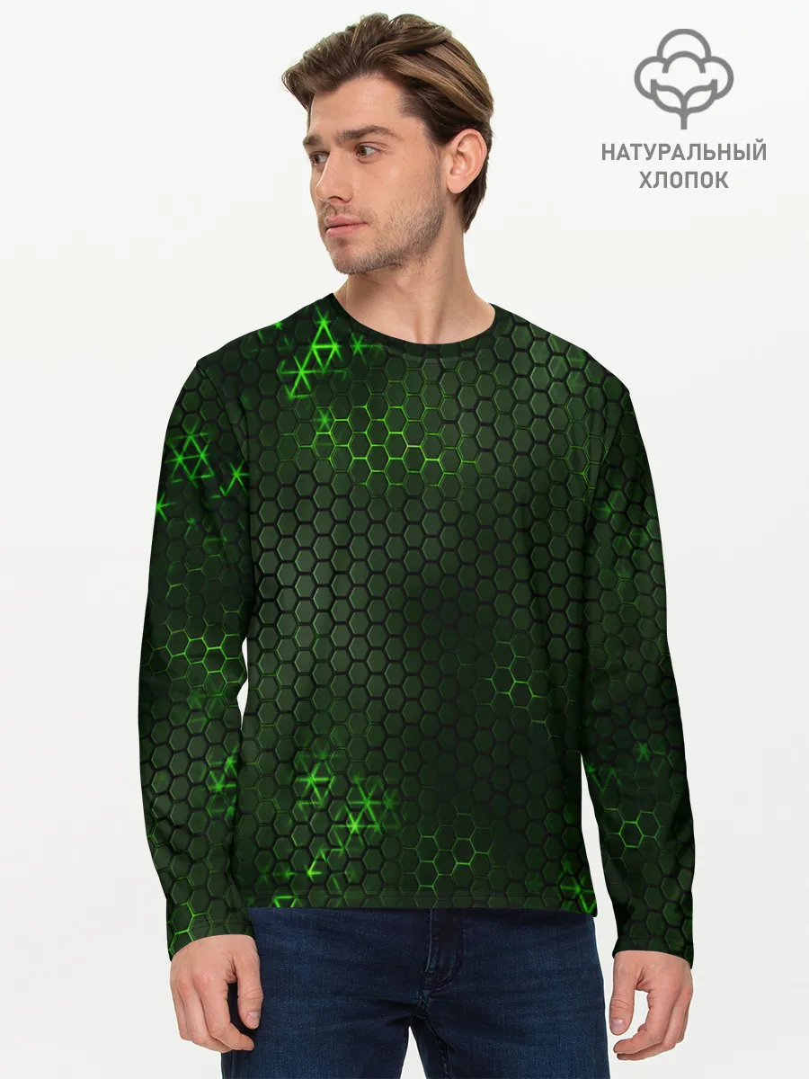 Мужской лонгслив базовый / ЗЕЛЕНАЯ БРОНЯ / GREEN STEEL