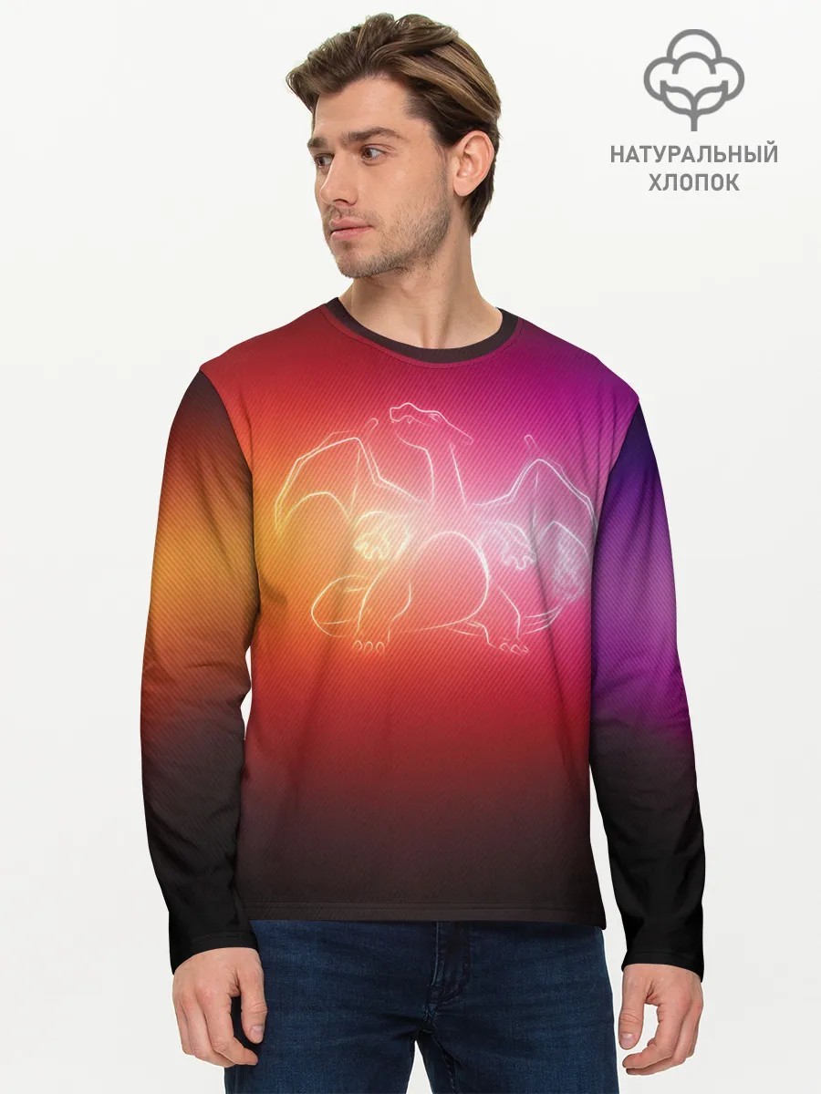 Мужской лонгслив базовый / Прозрачный Чаризард