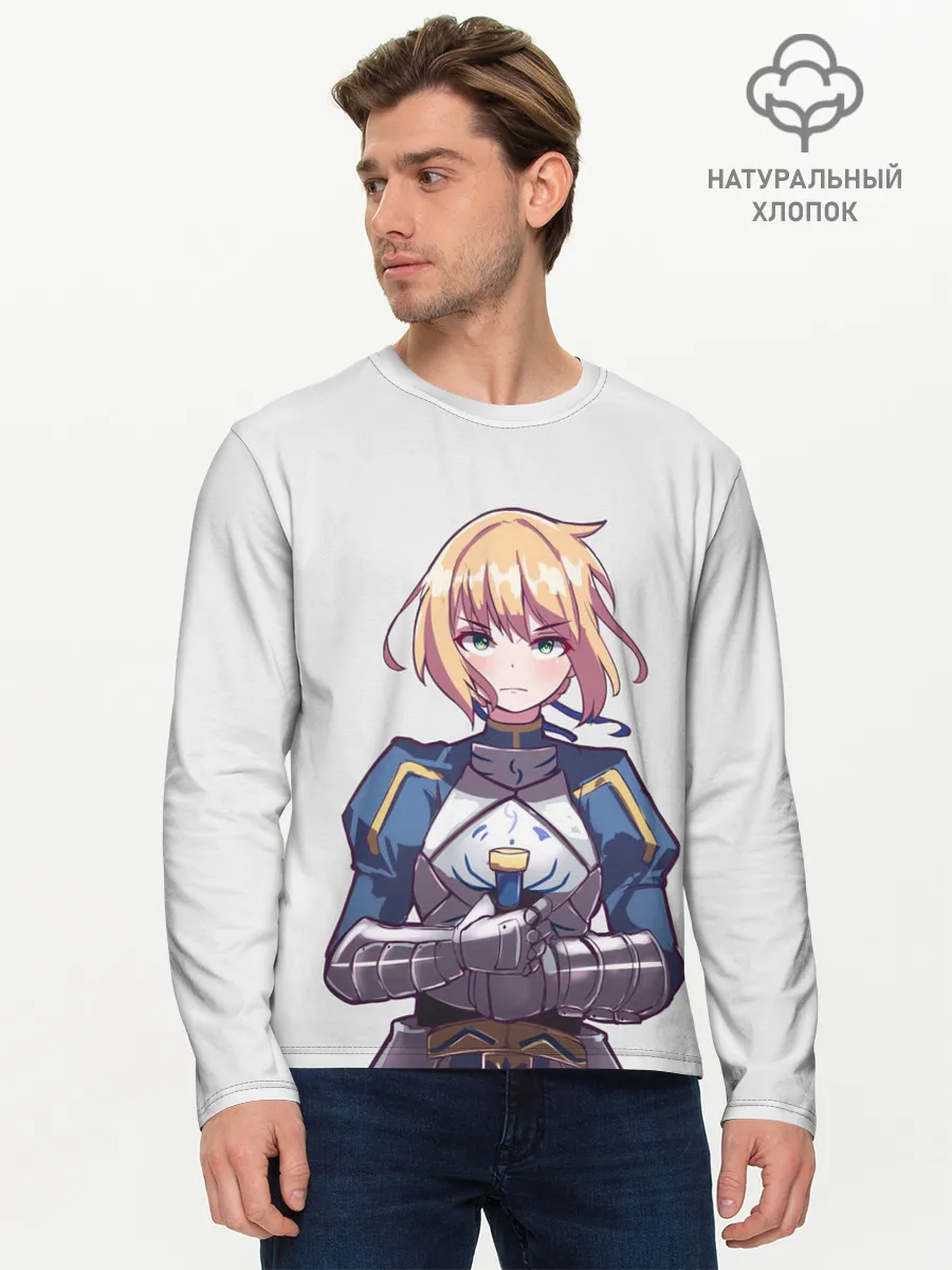 Мужской лонгслив базовый / Девушка рыцарь