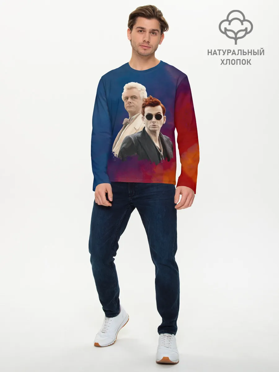 Мужской лонгслив базовый / Кроули и Азирафель