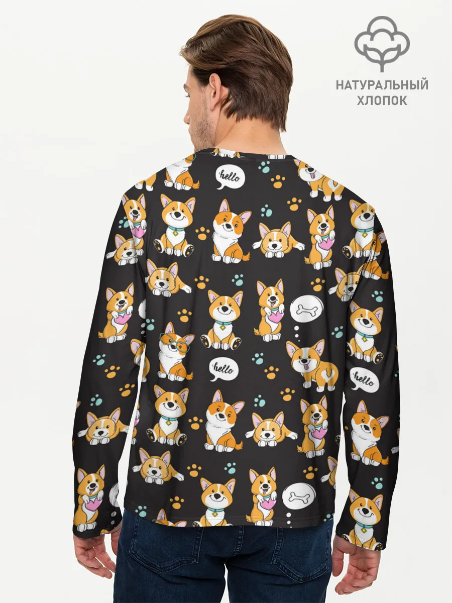 Мужской лонгслив базовый / Милые пёсики