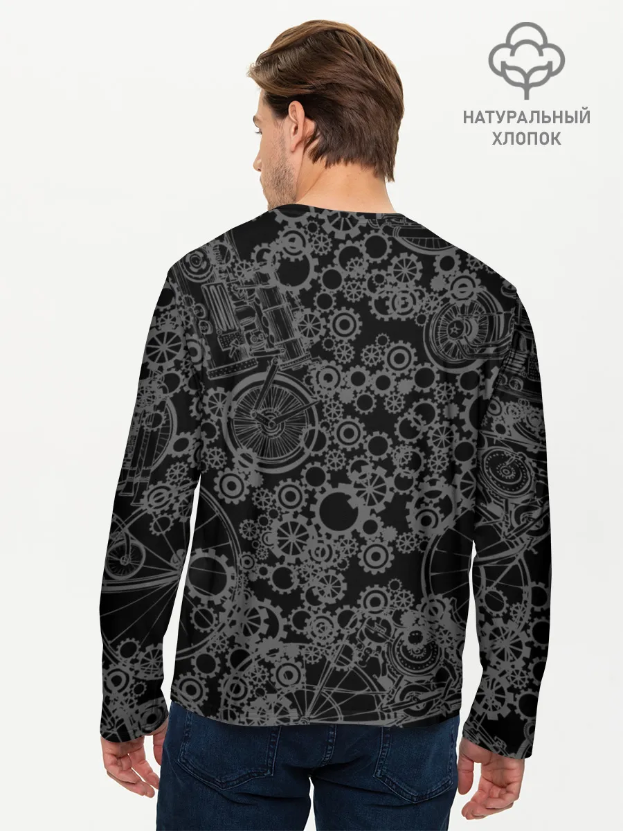 Мужской лонгслив базовый / Сова в цилиндре