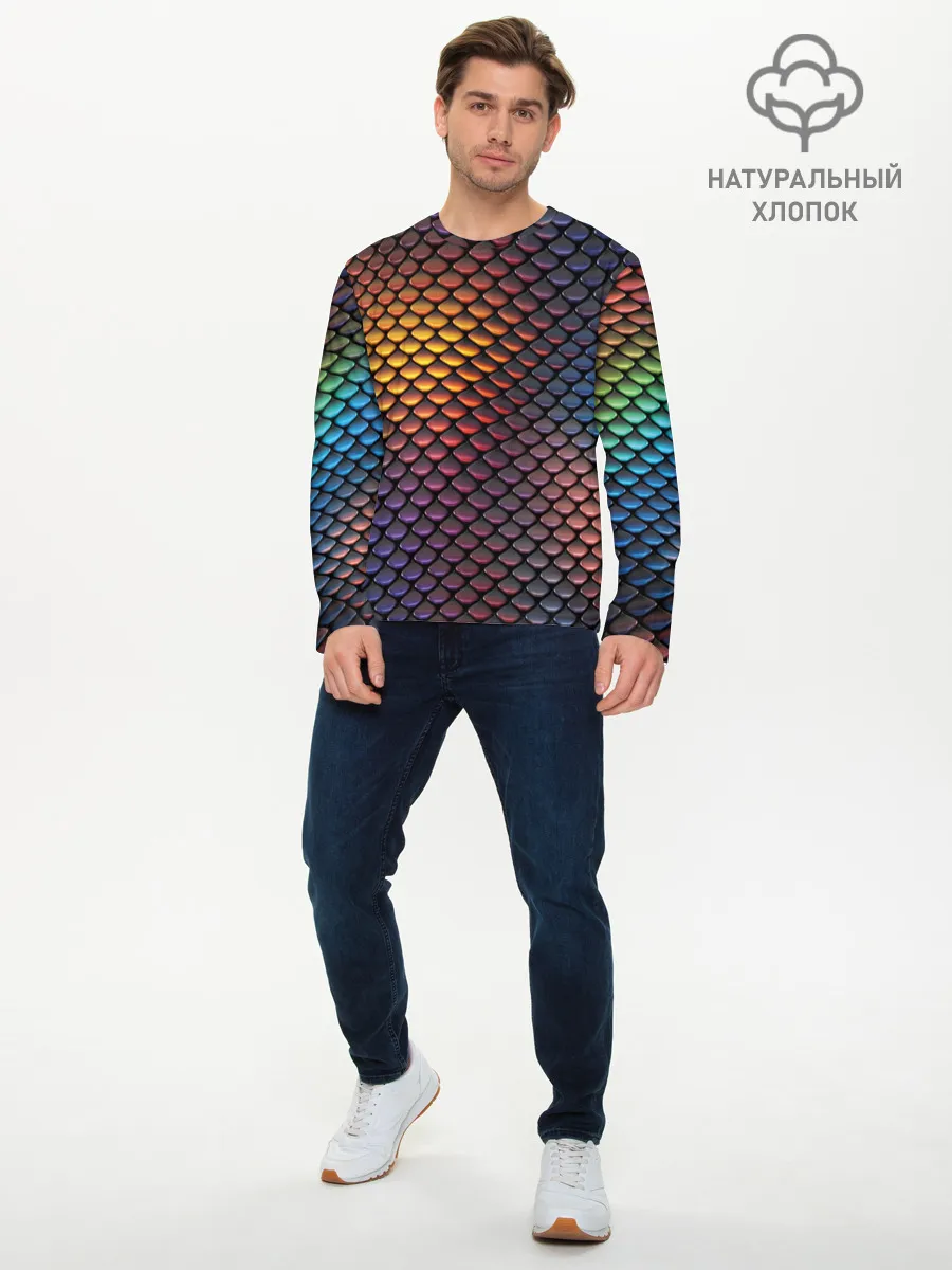 Мужской лонгслив базовый / Радужная чешуя