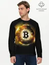 Мужской лонгслив базовый / Золотой биткоин