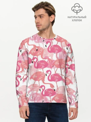 Мужской лонгслив базовый / Фламинго