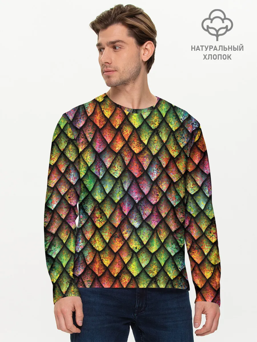 Мужской лонгслив базовый / Чешуя дракона