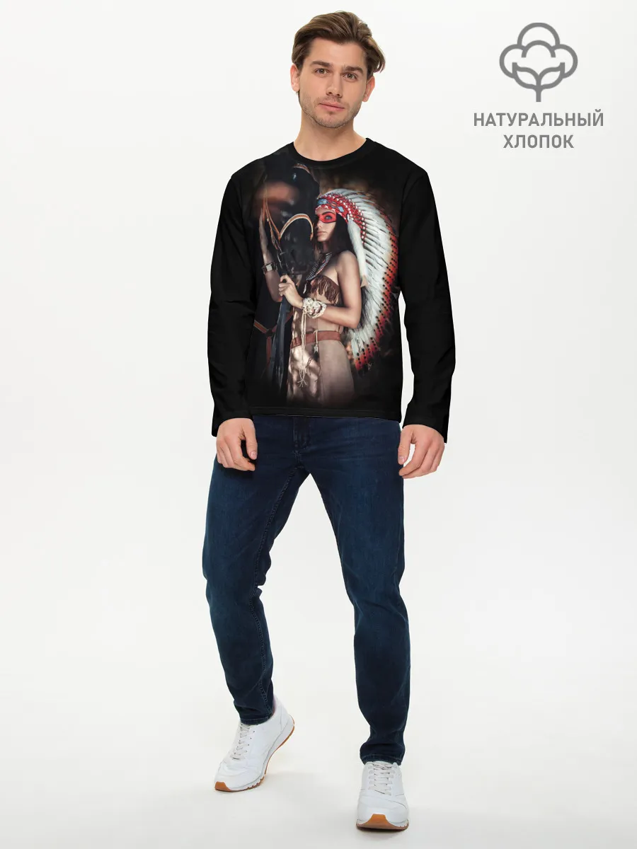 Мужской лонгслив базовый / Девушка с лошадью