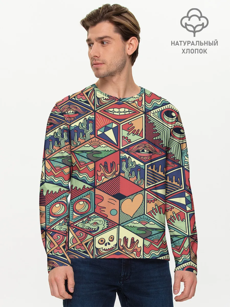 Мужской лонгслив базовый / Психоделика