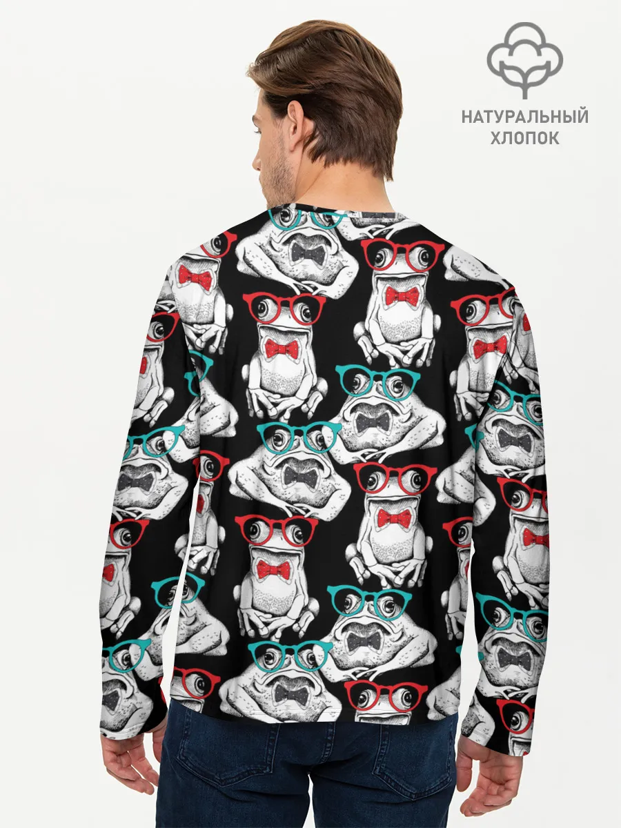 Мужской лонгслив базовый / Лягушки в очках