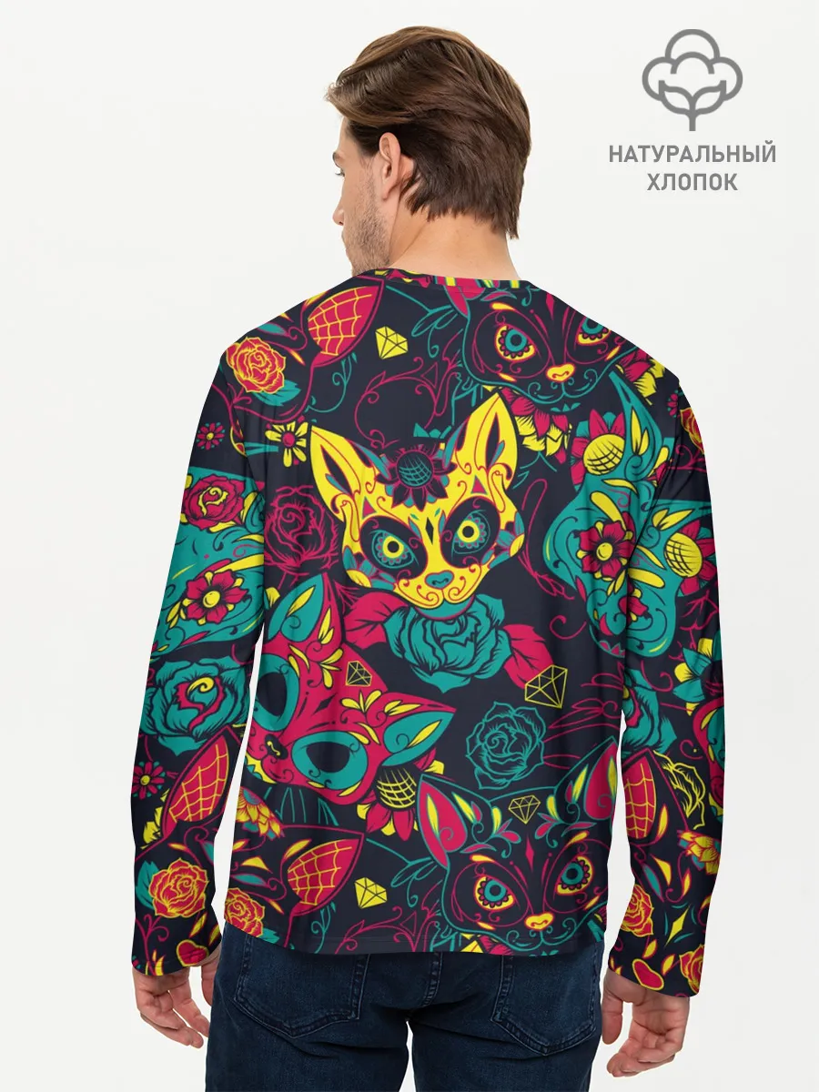 Мужской лонгслив базовый / Кошачий День Мёртвых