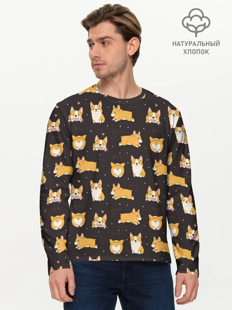 Мужской лонгслив базовый / Корги