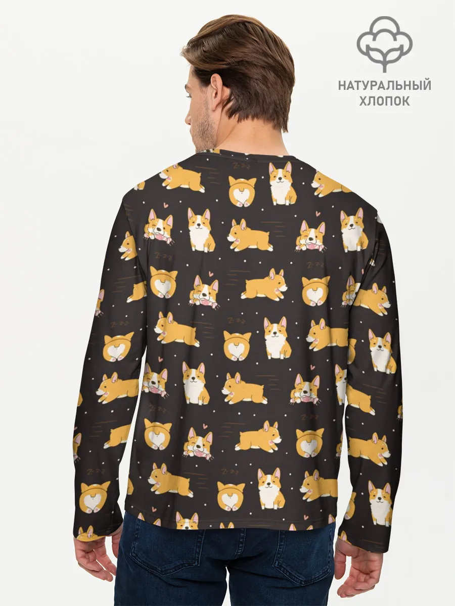 Мужской лонгслив базовый / Корги