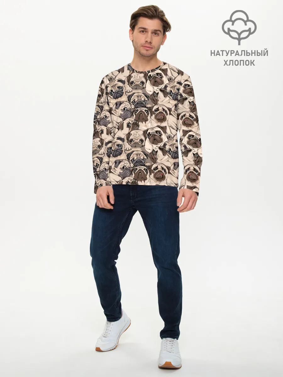 Мужской лонгслив базовый / Мопсы