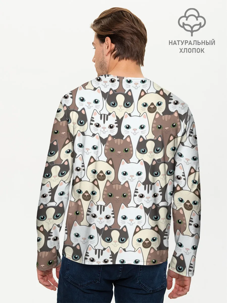 Мужской лонгслив базовый / Котики