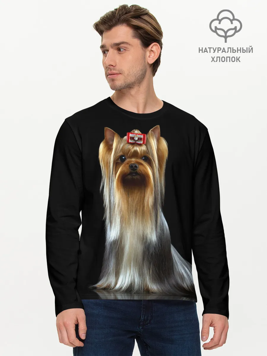 Мужской лонгслив базовый / Йоркширский терьер