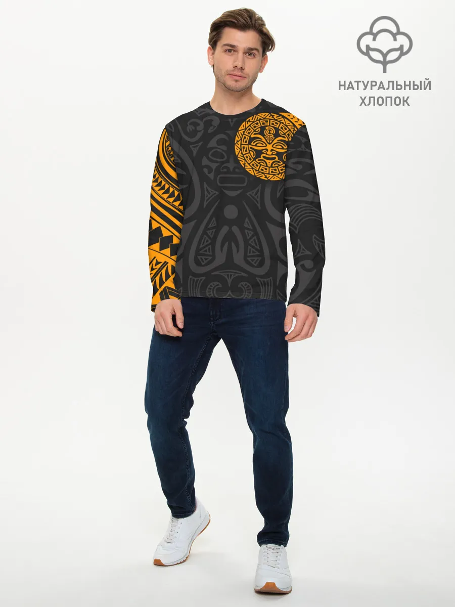 Мужской лонгслив базовый / Polynesian tattoo