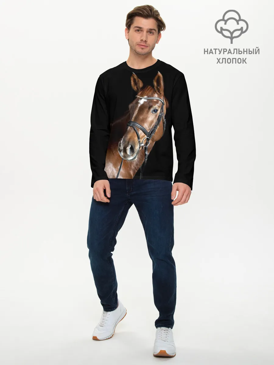 Мужской лонгслив базовый / Гнедая лошадь