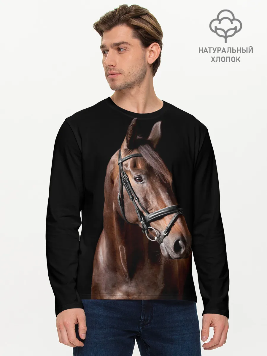 Мужской лонгслив базовый / Гнедая лошадь
