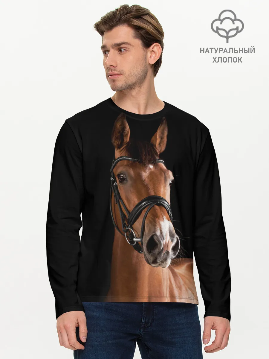 Мужской лонгслив базовый / Гнедая лошадь