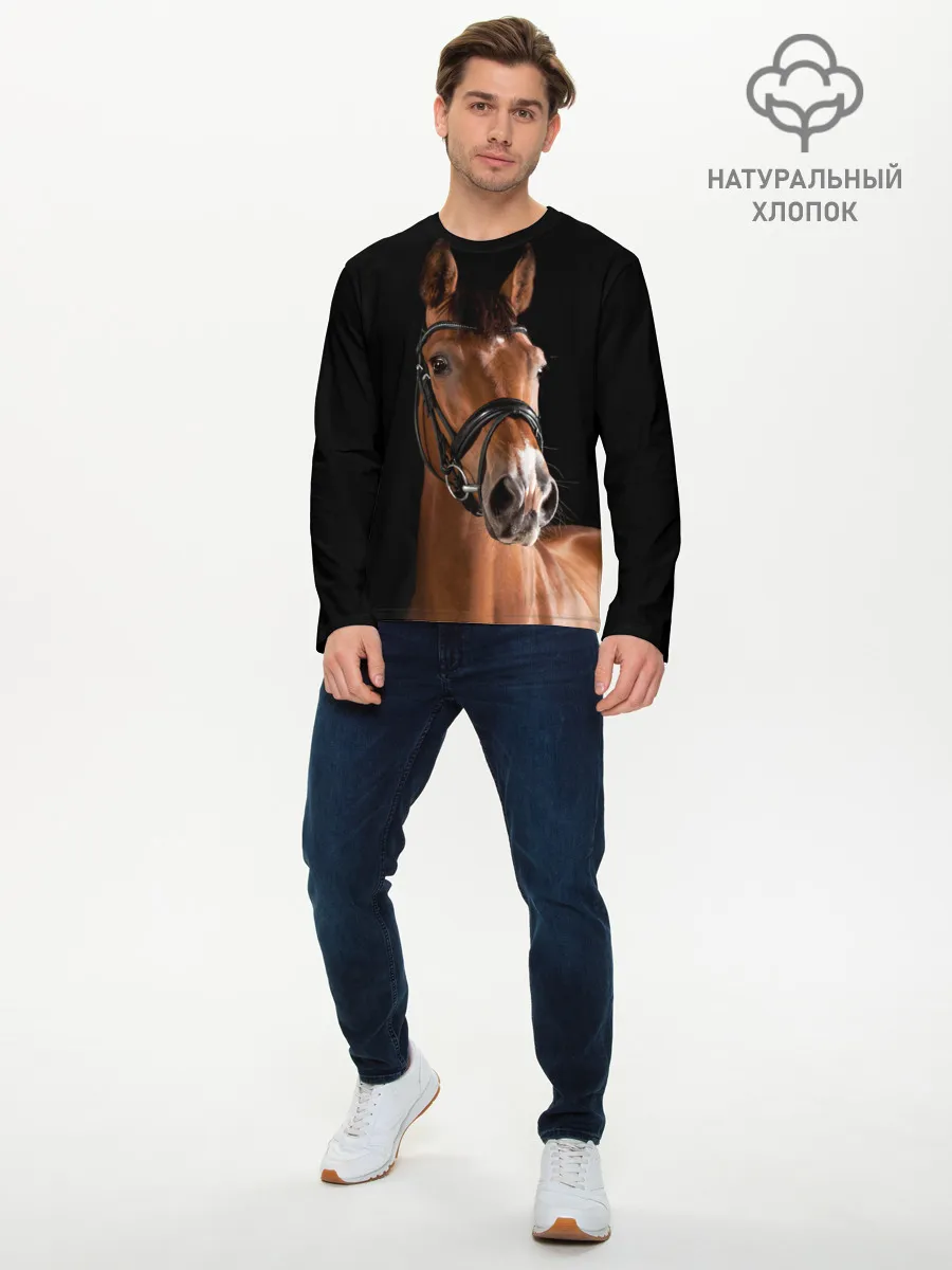 Мужской лонгслив базовый / Гнедая лошадь