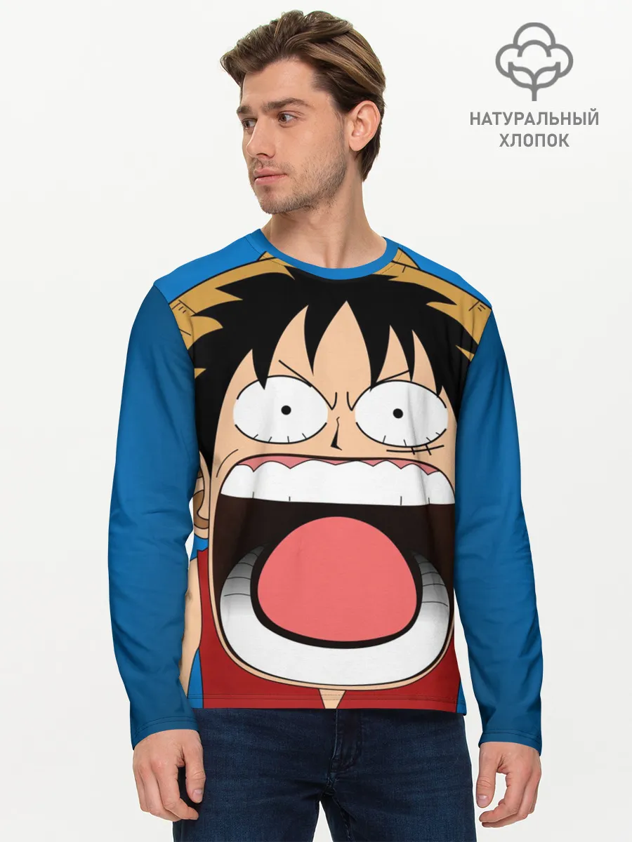 Мужской лонгслив базовый / Луффи - Чё??!!