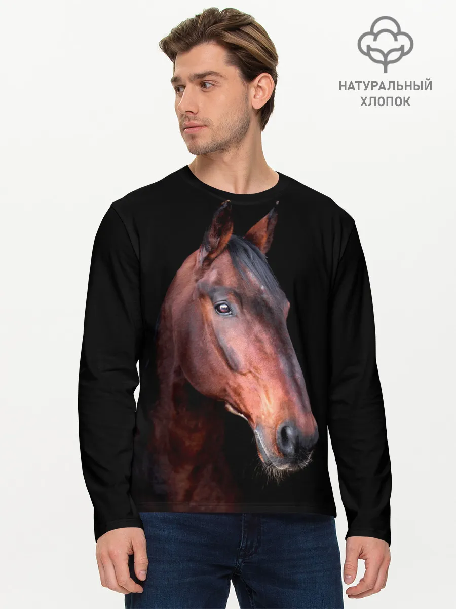 Мужской лонгслив базовый / Гнедая лошадь
