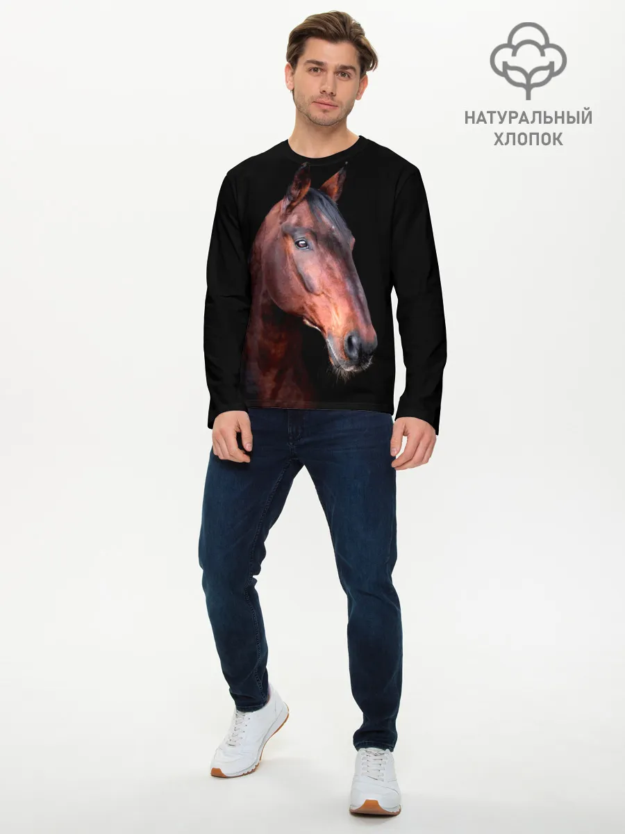Мужской лонгслив базовый / Гнедая лошадь