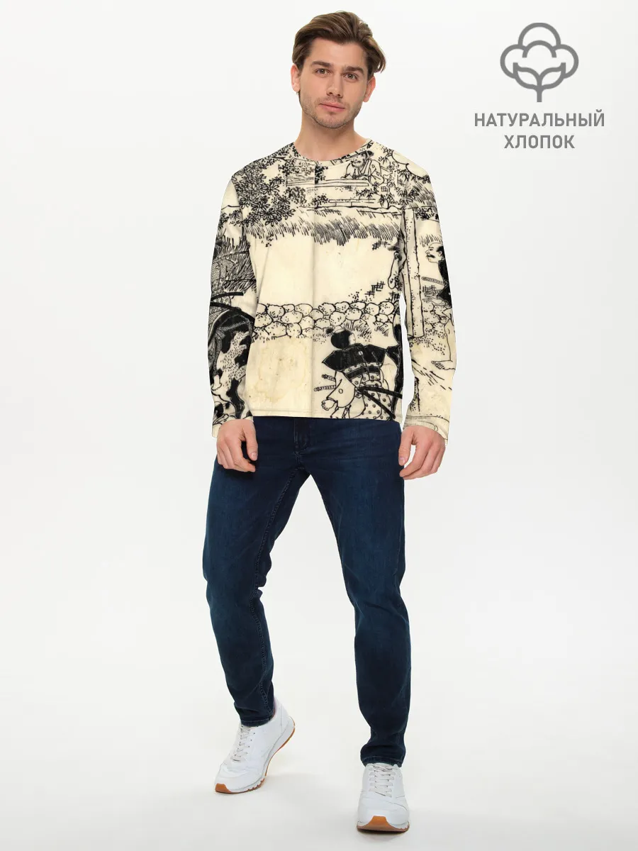 Мужской лонгслив базовый / Японская гравюра