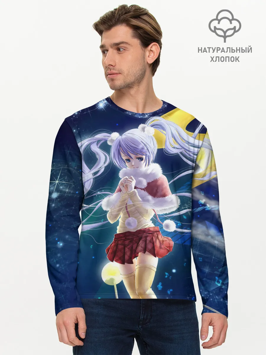 Мужской лонгслив базовый / Зайчик и Хацуне Мику