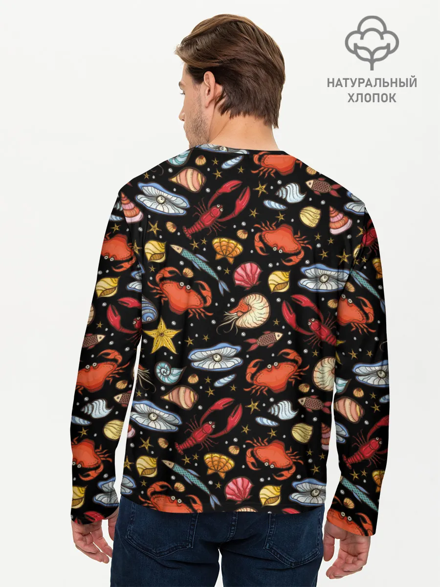 Мужской лонгслив базовый / Морские обитатели