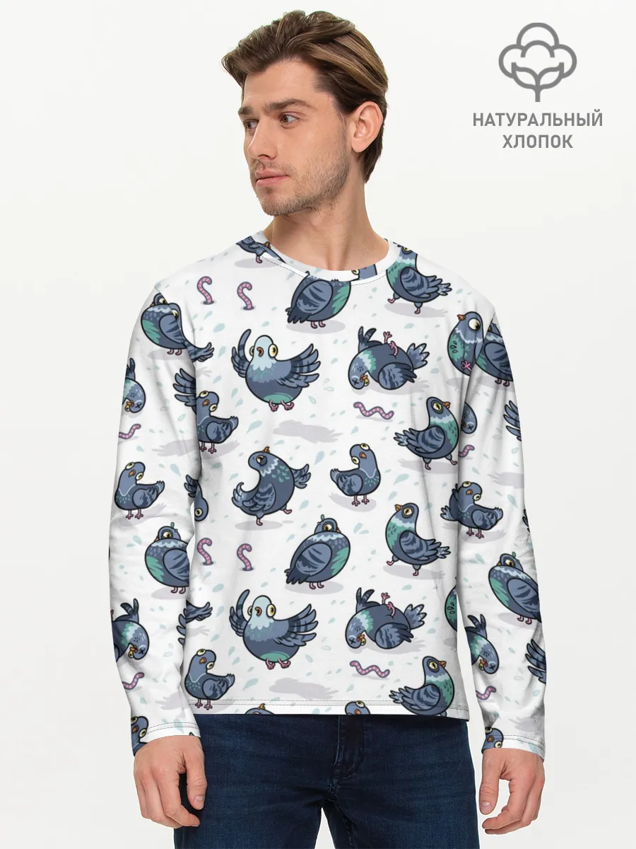 Мужской лонгслив базовый / Голуби