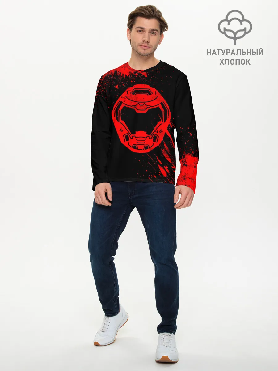 Мужской лонгслив базовый / DOOM - Шлем