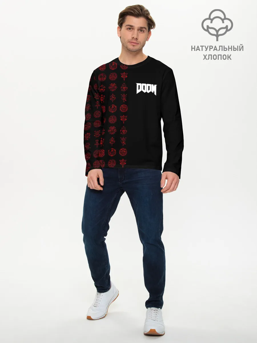 Мужской лонгслив базовый / DOOM - Руны