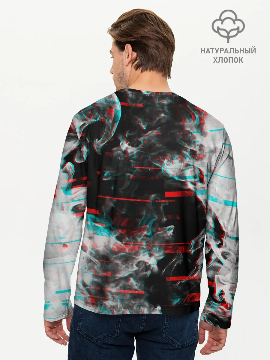 Мужской лонгслив базовый / White flame glitch