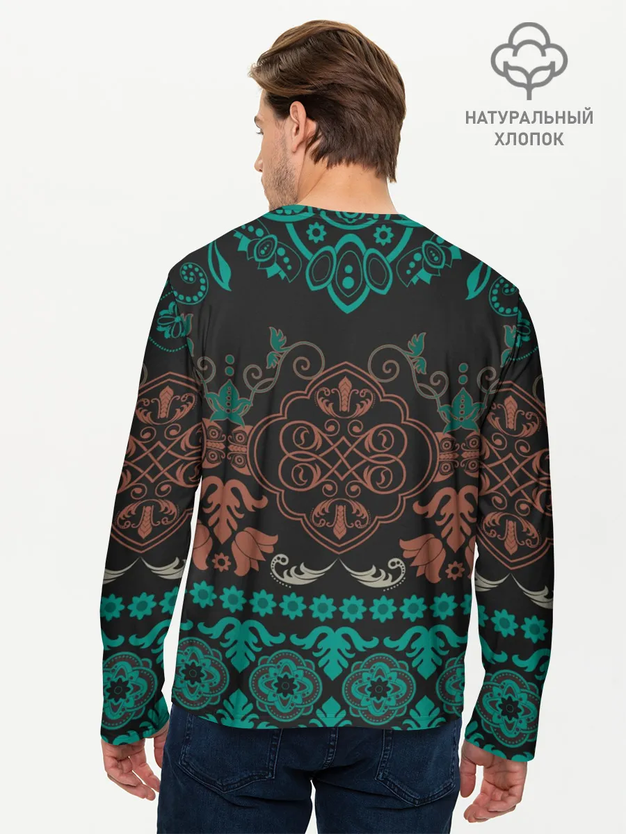 Мужской лонгслив базовый / Ретро Орнамент