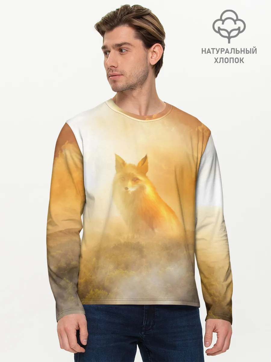 Мужской лонгслив базовый / Лисичка в тумане