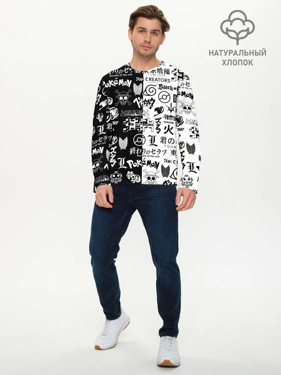 Мужской лонгслив базовый / ЛОГОТИПЫ АНИМЕ / LOGO ANIME