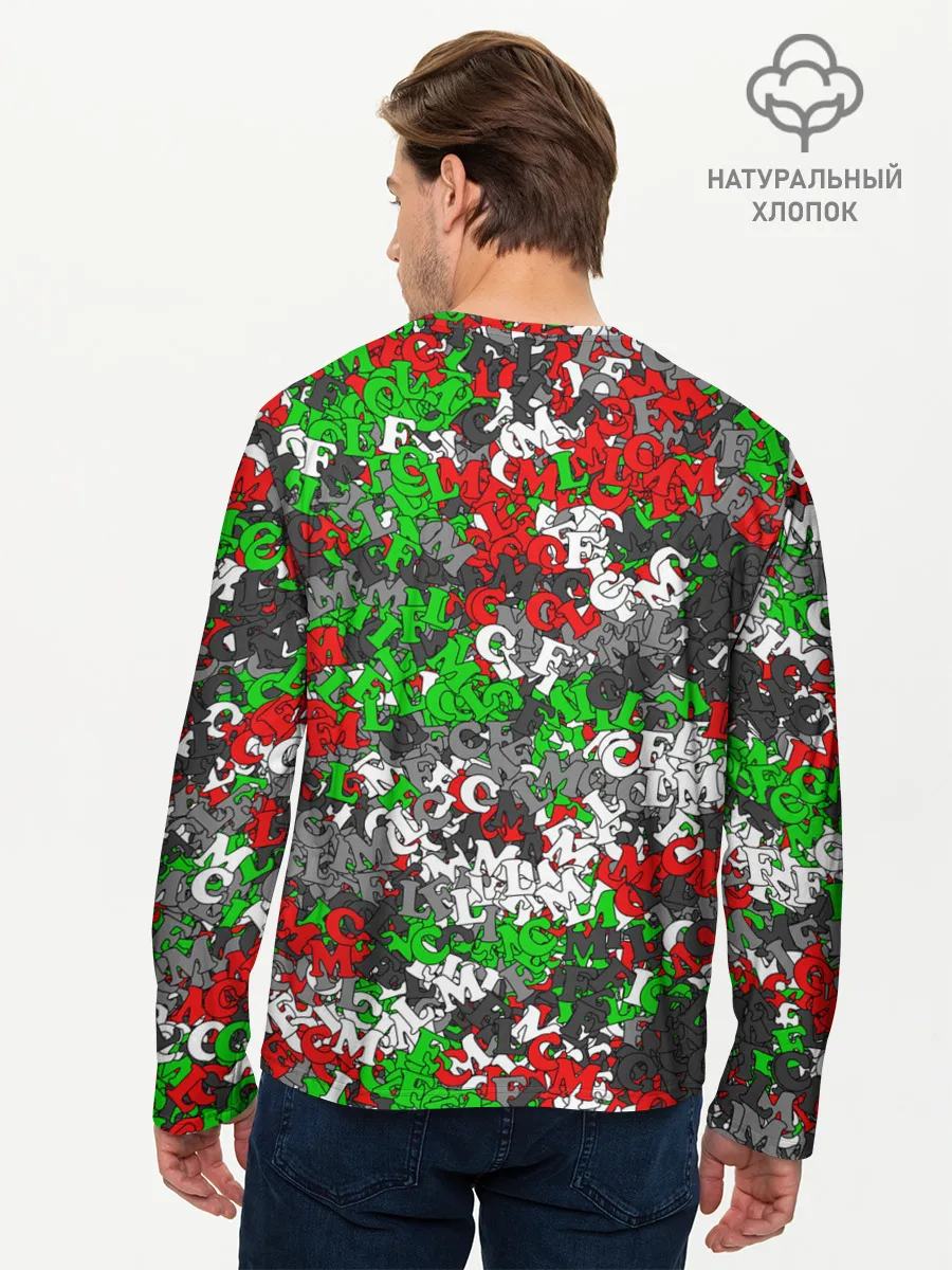 Мужской лонгслив базовый / Камуфляж с буквами FCLM