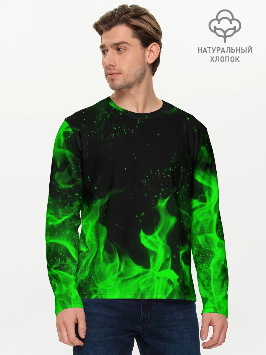 Мужской лонгслив базовый / ЗЕЛЁНЫЙ ОГОНЬ | GREEN FIRE