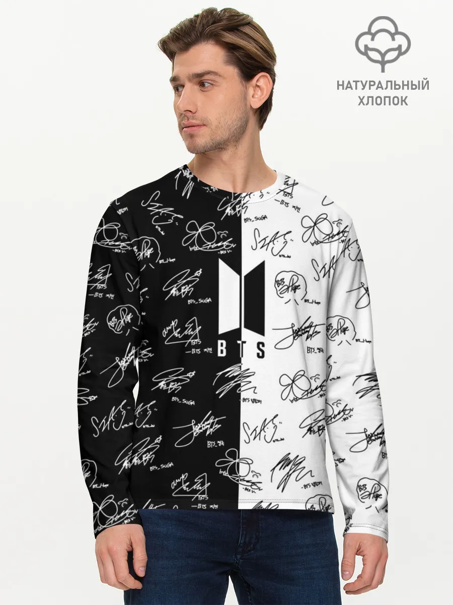 Мужской лонгслив базовый / BTS АВТОГРАФЫ