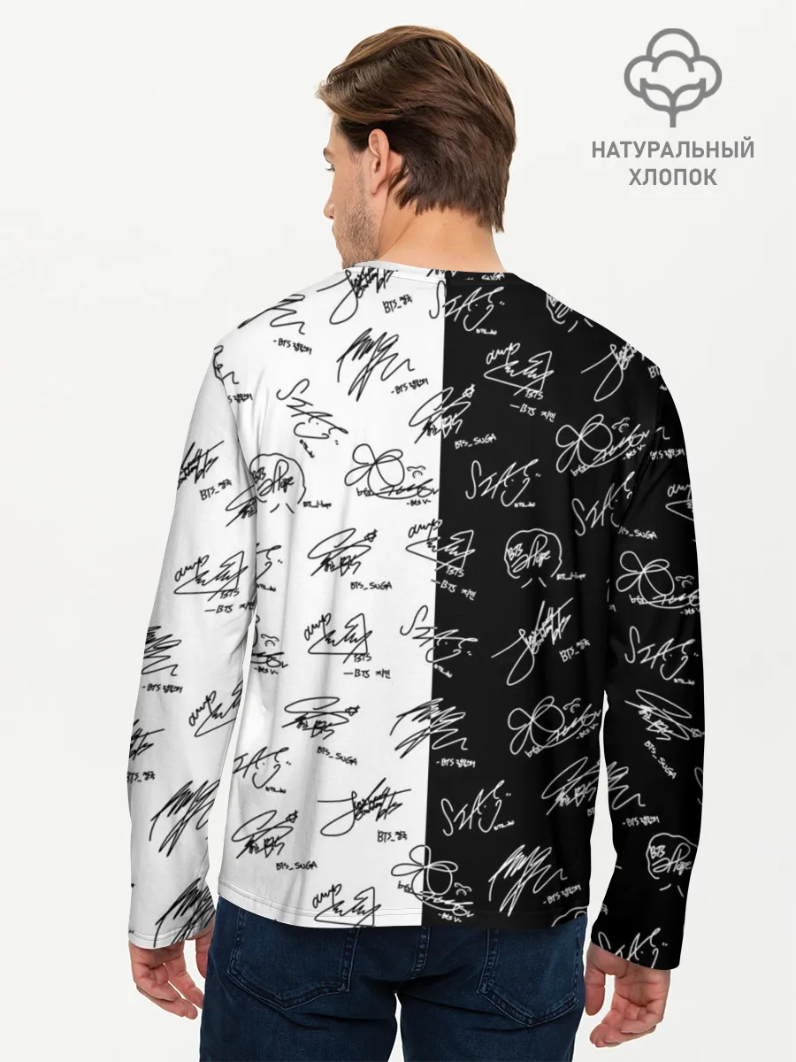 Мужской лонгслив базовый / BTS АВТОГРАФЫ
