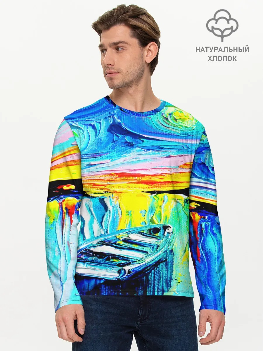 Мужской лонгслив базовый / НОЧНОЙ ПРИЧАЛ ВАНГОГ