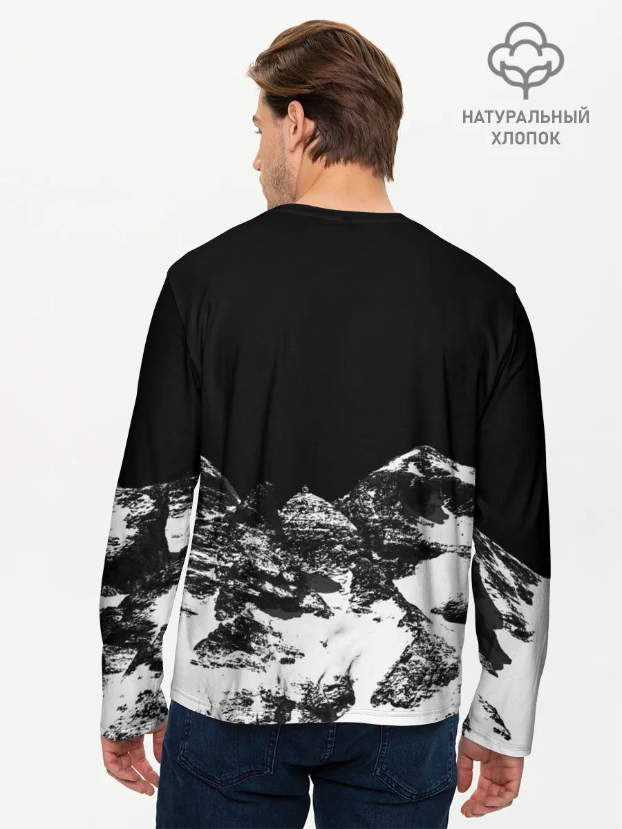Мужской лонгслив базовый / ГОРЫ Ч/Б