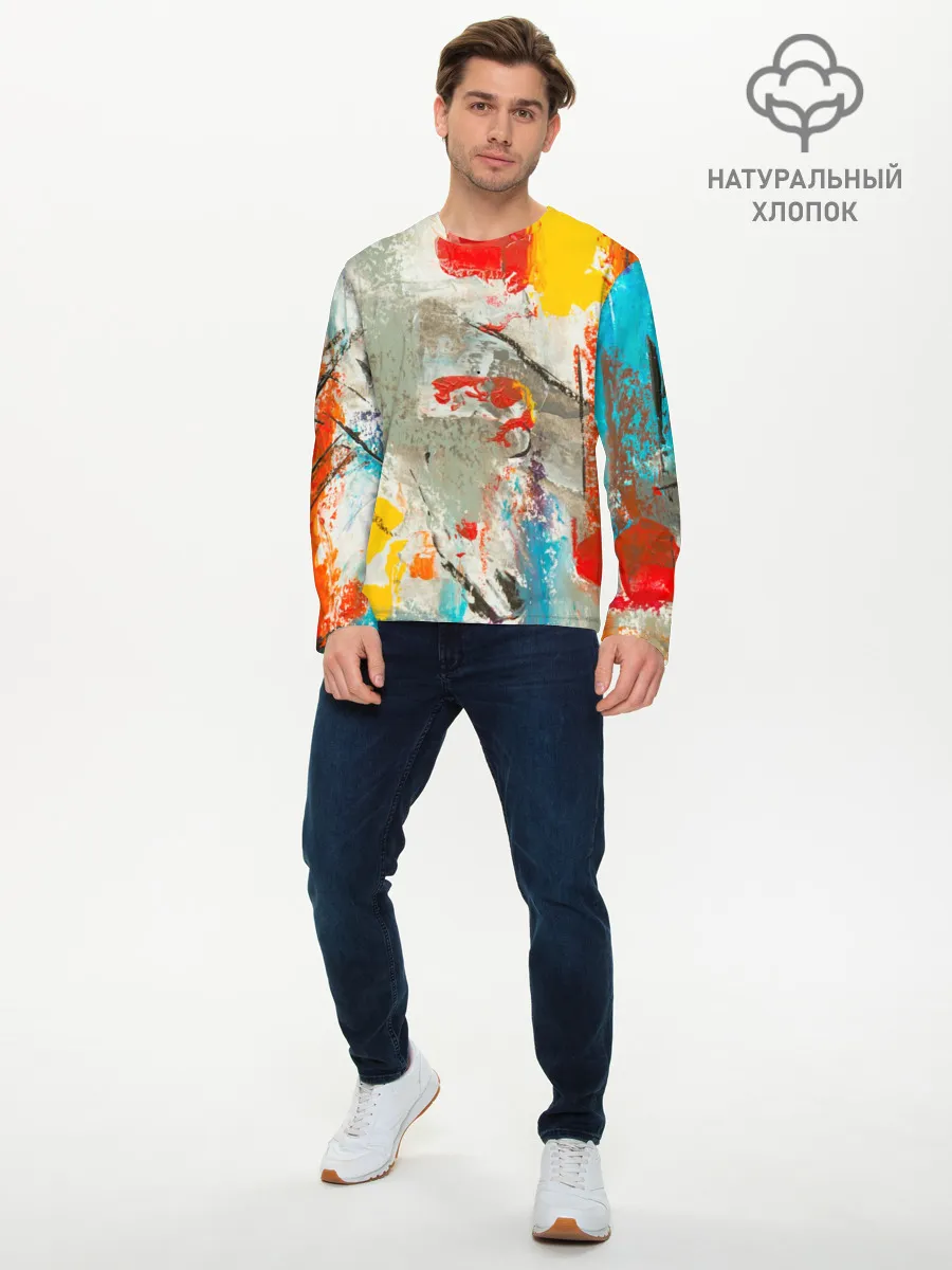 Мужской лонгслив базовый / Буйство красок 3D