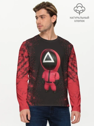Мужской лонгслив базовый / ИГРА В КАЛЬМАРА | СОТРУДНИК ТРЕУГОЛЬНИК
