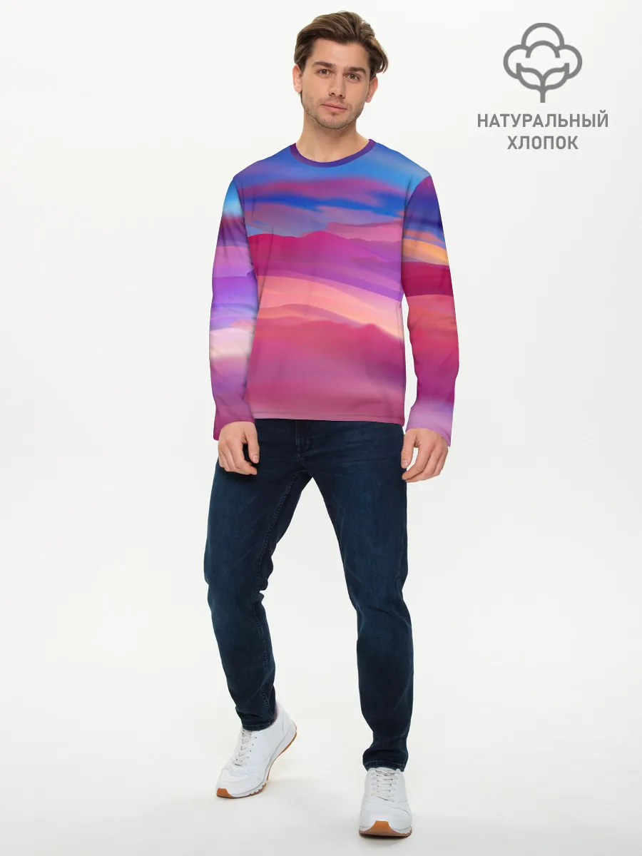 Мужской лонгслив базовый / Гармоничные цветовые волны