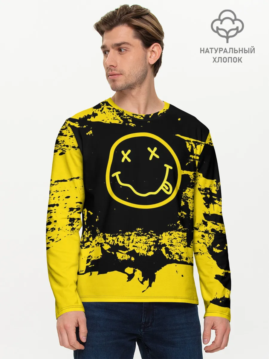 Мужской лонгслив базовый / Нирвана Гранж | Nirvana Smile