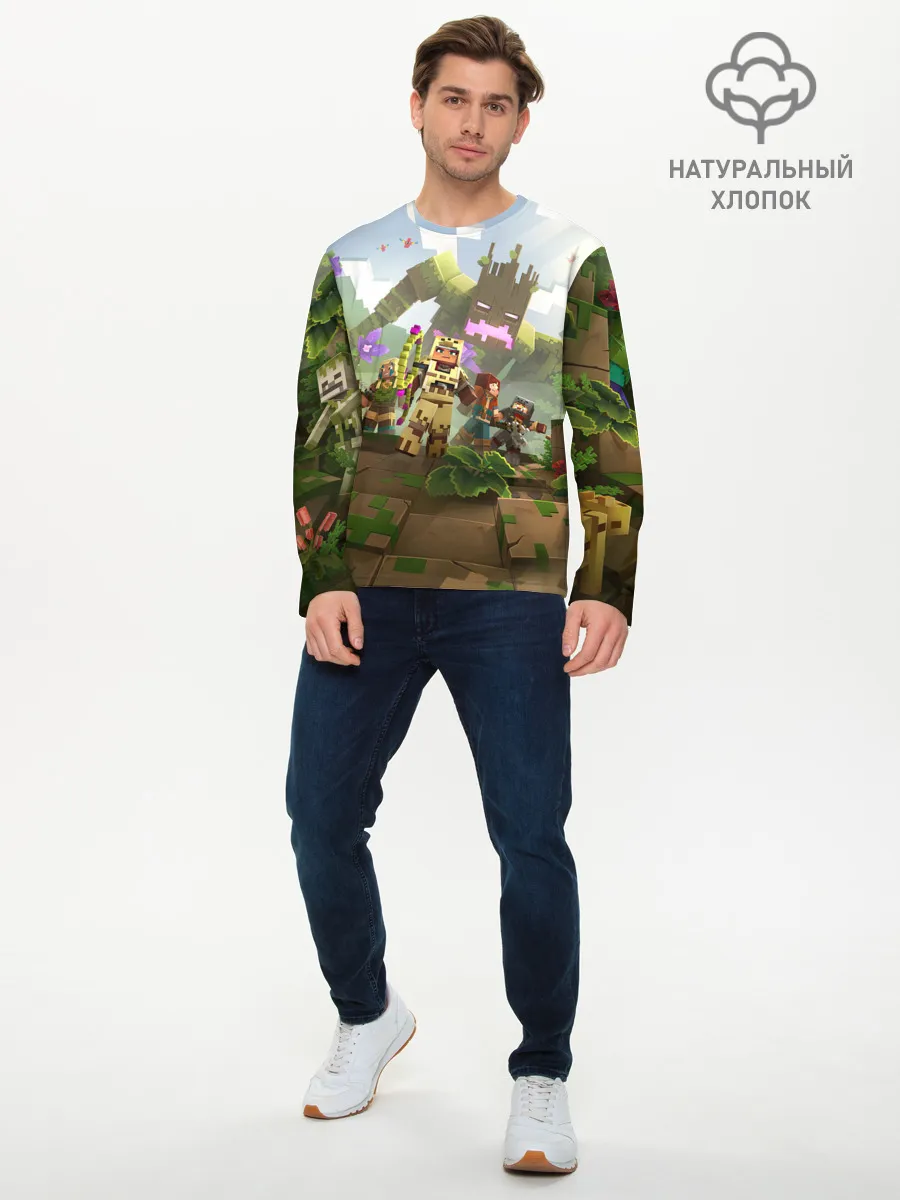 Мужской лонгслив базовый / МАЙНКРАФТ ГЕРОИ ПРОТИВ ЗЛА