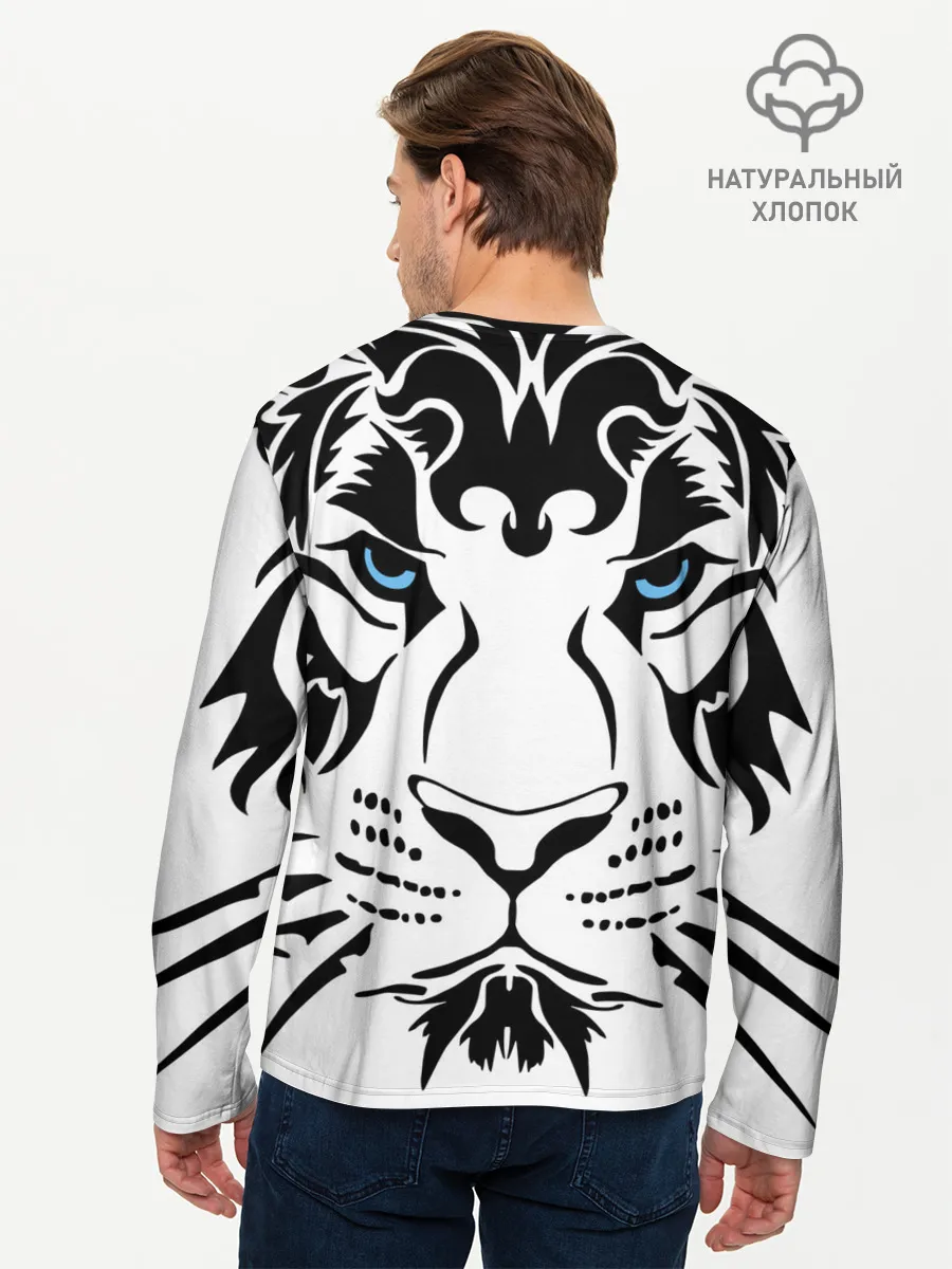 Мужской лонгслив базовый / Водяной голубоглазый тигр