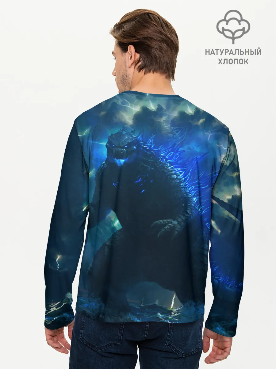 Мужской лонгслив базовый / ГОДЗИЛЛА В МОРЕ